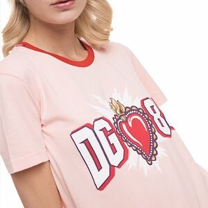Dolce & Gabbana Pink Tee with Heart and DG 84 Graphic